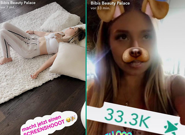 Bibis Beauty Palace schläft auf Snapchat