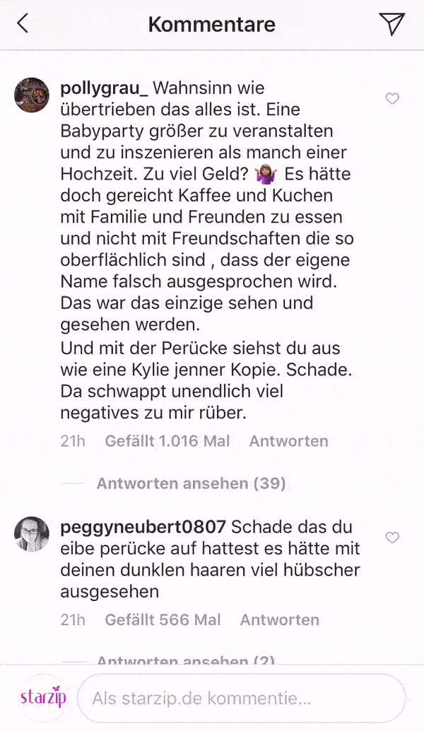 Paola Maria Babyparty Perücke Kommentare