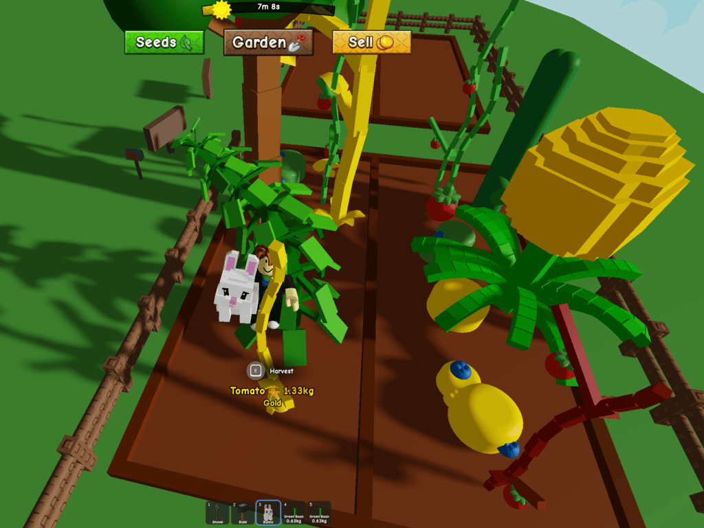 Grow a Garden 2 goldene Tomate mit Gold-Mutation im Garten