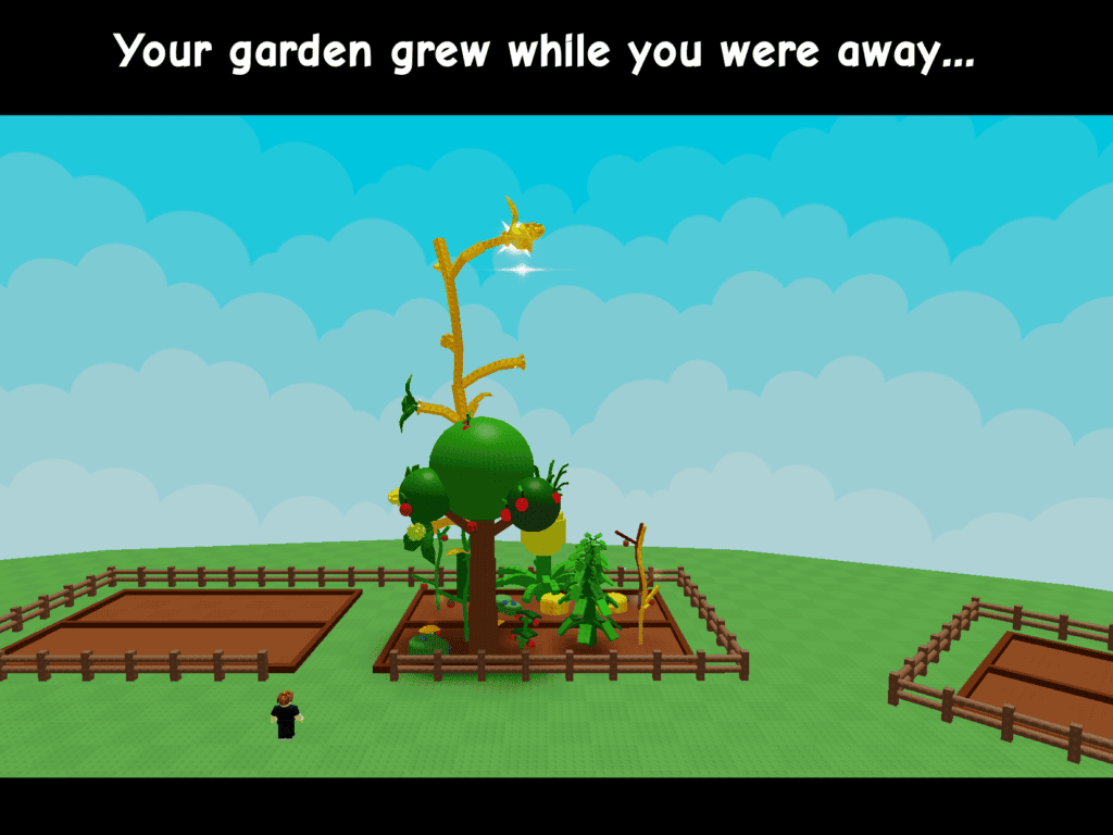 Grow a Garden 2 Hinweis dass der Garten offline weitergewachsen ist
