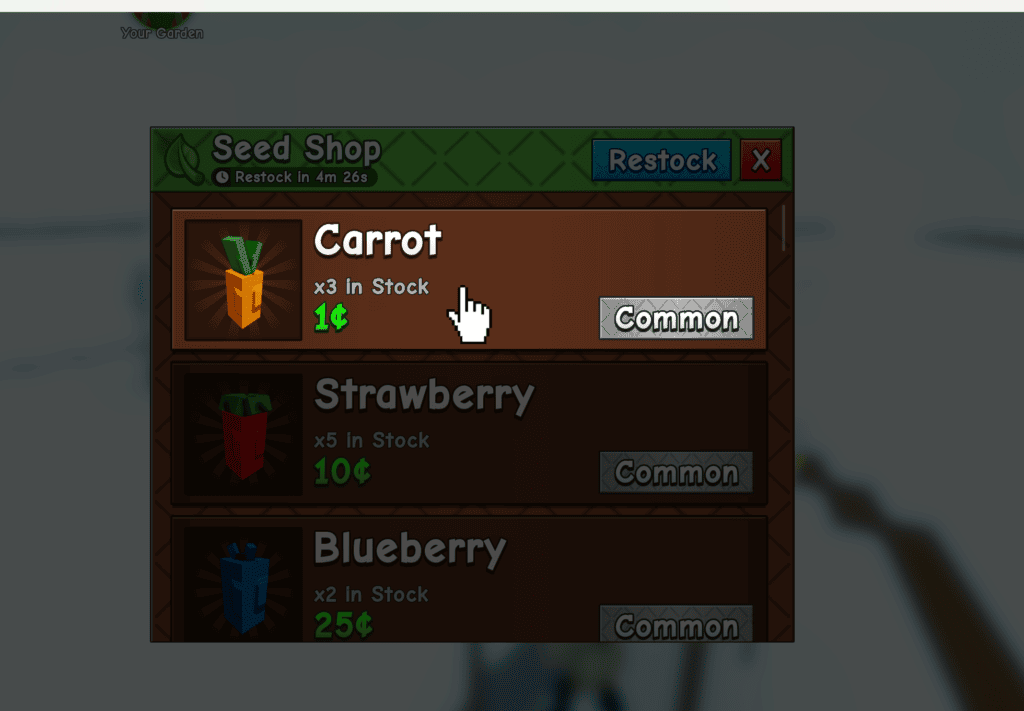Grow a Garden 2 Seed Shop mit Samenpreisen