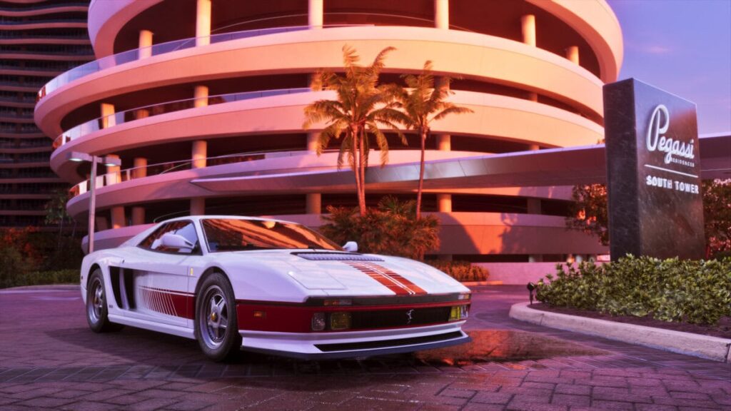 Der Grotti Cheetah Sportwagen vor einem Parkhaus in Vice City